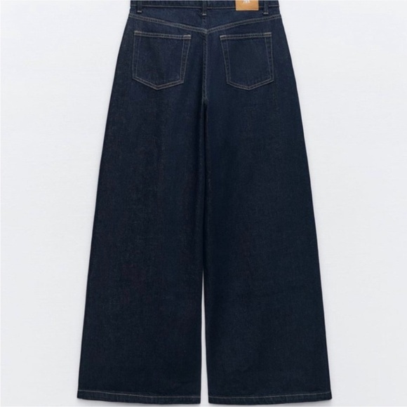 NWT ZARA HIGH-WAISTED PALAZZO JEANS Z1975 BLUE - Picture 4 of 6